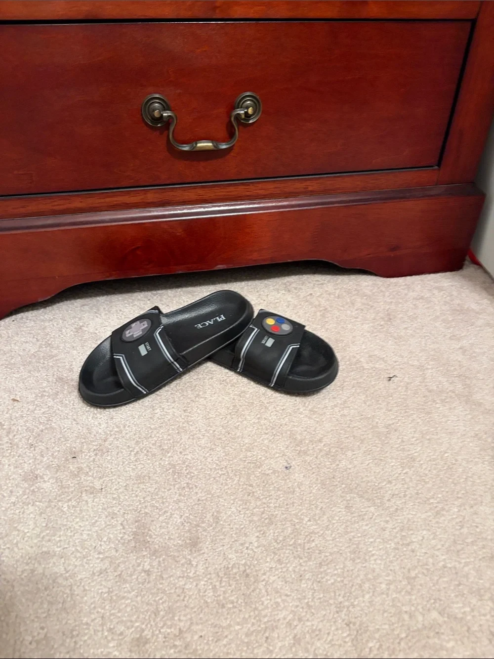 The Children's Place Black Slip-On Kids Sandals with Game Controller Accent